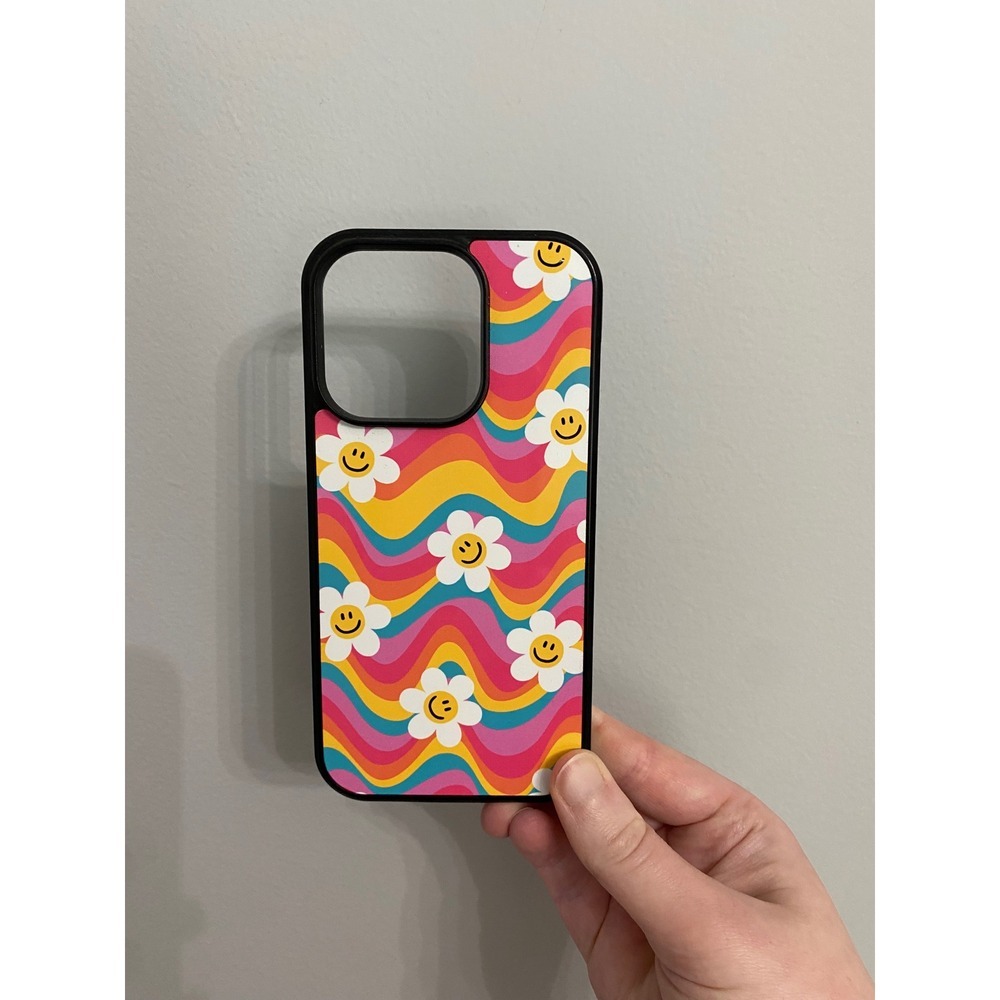 iPhone Case Unisex 14 Pro Multicolor Retro Wavy Daisy Smiley Face Groovy Cover